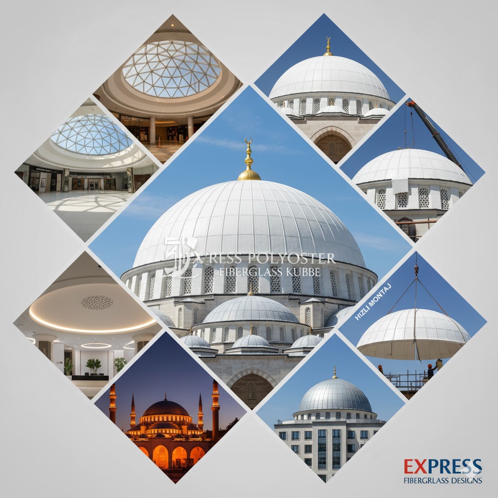 Antalya fiberglass kubbe imalatı, cami ve villa tipi polyester kubbe modelleri.