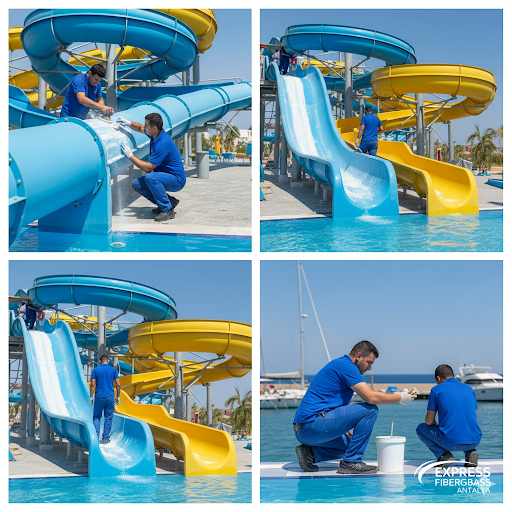 Antalya su kaydırağı tamiri ve aquapark polyester yüzey yenileme uygulaması